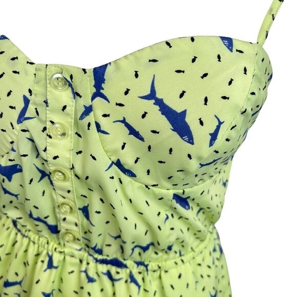 BCBG Mini Dress Womens Size XXS Green Blue Padded Bra Lined Sharks Beachy Fun - Picture 3 of 10